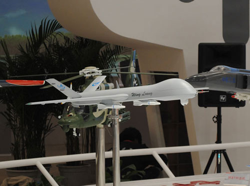 资料图:翼龙无人机模型 资料图:翼龙无人机模型