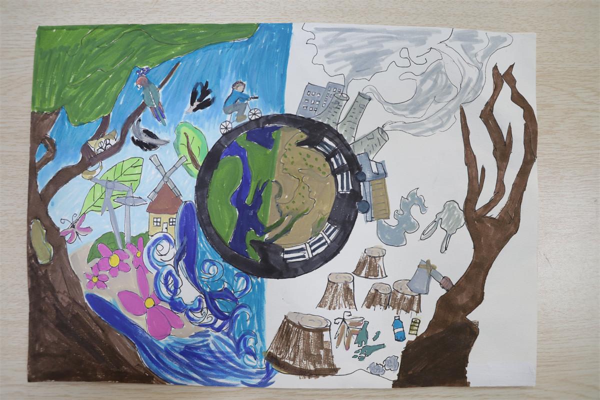 《保护环境，低碳出行》张雅涵 10岁